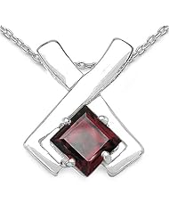 1.30 Carat Genuine Garnet Sterling Silver Pendant Necklace. 18"