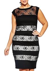 Plus Size Sleeveless Polyester Sheer Lace General Print Mini Dress 