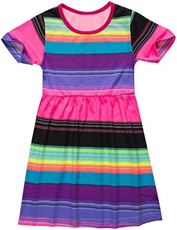 Toddle Baby Girls Summer Cotton Short Sleeve Striped Pink Dress 2T 1-6 Years