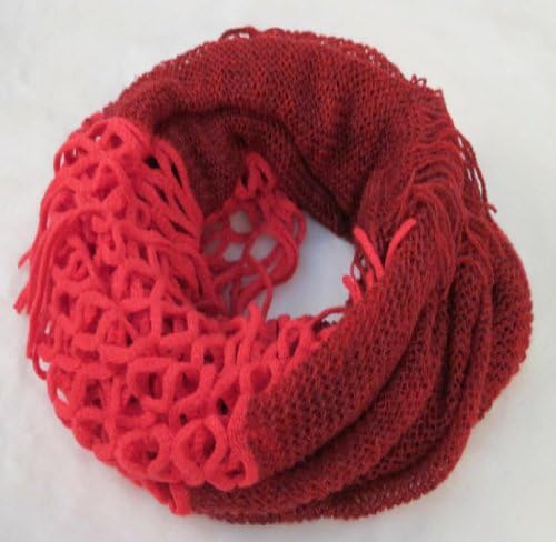 Sannysis 1PC Fresh Simple Knitting Scarf Winter Warm hollow out Tassels Shawl Scarfs For Girls (Red)
