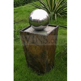 Calming Waters Garden Fountain - Outdoor Indoor - Stainless Steel Reflecting Globe on... from Garden Fountains