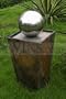 Calming Waters Slate Pillar with Stainless Steel Reflecting Globe