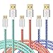USB Cords(6ft), Boxeroo 3Pack Micro USB Cable Premium Durable 2m Braided Sync and Charging Cord High-Speed with Gold-Plated Aluminum Connector for Android Smart Phones, Tablets and More