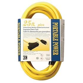 Coleman Cable 1910 25-Foot 15 Amp 12-Gauge Tri-Source (Straight Male) Generator Cord by Coleman Cable