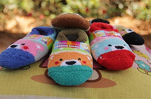 Baby and Child Winter Fuzzy Thick Warm Fluffy Socks Short Colorful Bear 10-Pack