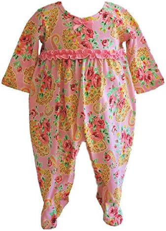 Tralala Baby Girls' Princess Rose One Piece Footie 3 - 6 Months Pink