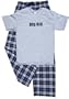 Big Kid Grey Shirt Pant Set - Adult Large, S/S, NVY