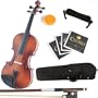 Mendini MV300 Satin Solid Wood Violin + Extra set of Strings, Shoulder Rest, Bow, Rosin & Case in 4/4 (Full Size)
