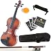 Mendini MV300 Satin Solid Wood Violin + Extra set of Strings, Shoulder Rest, Bow, Rosin & Case in 4/4 (Full Size)