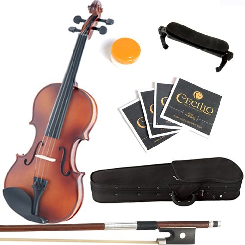 Mendini MV300 Satin Solid Wood Violin + Extra