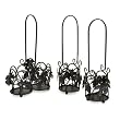 Set of 3 Black Wrought Iron Double and Single Wine Bottle Holders 16"