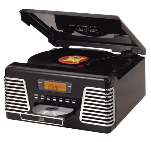 Crosley CR712 Autorama Turntable with CD Player and AM/FM Radio, Black