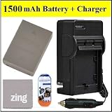 Olympus OM-D E-M5 Digital SLR Camera Battery And Charger Kit - Includes BLN-1 Replacement Battery + Rapid AC/DC Charger + LCD Screen Protectors + Micro Fiber Cleaning Cloth
