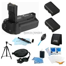 Canon Ultimate Battery Grip Bundle for the EOS 7D Digital SLR Camera - BG-E7 Battery Grip, 2 LP-E6 Batteries, ZE-WGS Wrist Grip Strap, ZE-MC3A 3 Card Tri-fold Memory Card Wallet, VPT2457 57 Full Size Tripod, Dust Removal Blower System, and more.