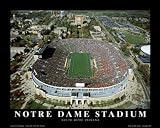 Notre Dame Fighting Irish Notre Dame Stadium Aerial Picture NCAA, Deluxe Frame, Black