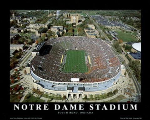 Notre Dame Fighting Irish Notre Dame Stadium Aerial Picture NCAA, Deluxe Frame, Cherry