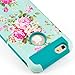 iphone6 Plus Case, Two Hard Piece 2in1 Deluxe Printed Hard Soft High Impact Hybrid Armor peony flower pattern Case For iphone6 Plus（5.5 inch）(blue)