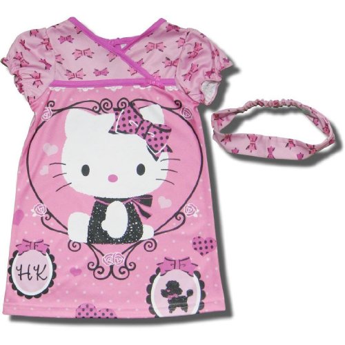 Hello Kitty Poodle Kitty w/ Bows Nightgown w/ bonus hairband for toddler girls
