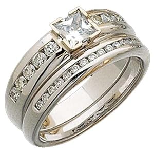 14K White Gold Exquisite Diamond Bridal Ring Set (Center stone is not included)