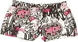Dance Graffiti Pink White Figural Wild Flannel Cotton Girl Boxers Mini Itty Bitty Shorts 1" Inseam, Covered elastic waist, 100% cotton, available in 5 adult sizes by 