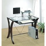 Contemporary Cappuccino Finish Computer Desk w/ Pull Out Tray
