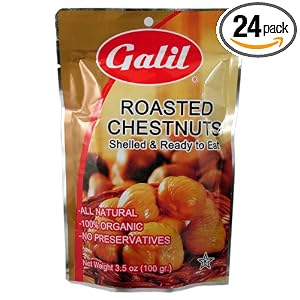 Galil Roasted Chestnuts, 3.5-Ounce Pouches (Pack of 24) by Galil