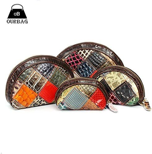 Women Scrub Evening Bag Set Patchwork Genuine Leather Handbag Pouch Purse European American Random Color Shell Clutches 4Pcs/Set