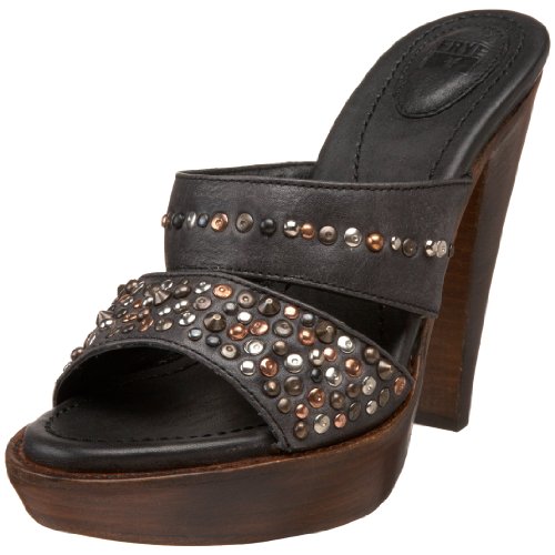 FRYE Women's Joy Vintage Slide Slide,Black,10 M US