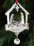 J Strait Designs 0047 Stable Nativity Silver Pewter Ornament