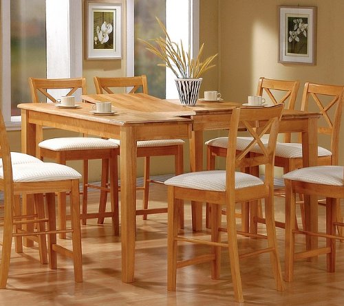 Maple Wood Finish Counter Height Dining Table w/Butterfly Leaf