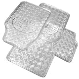 Outdoor Living : Car, 4x4, MPV 4pce Metallic Checker Plate Style Car Mats - Silver