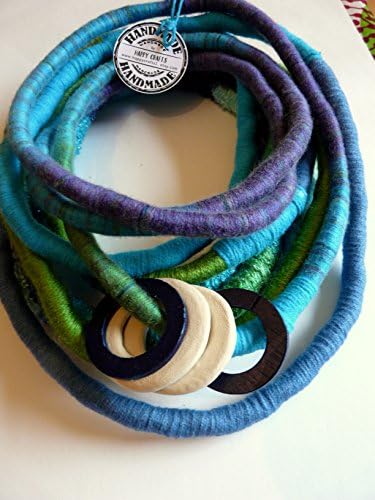 Unique/ Eye catcher/ Yarn Wrapped Necklace/ Beads/ African Style/ Street/ Big necklace/ Eco-friendly/ Hippie/ Hipster/ Tribal