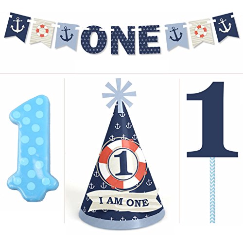 Ahoy Nautical - Boy Smash Cake Kit - High Chair Decorations