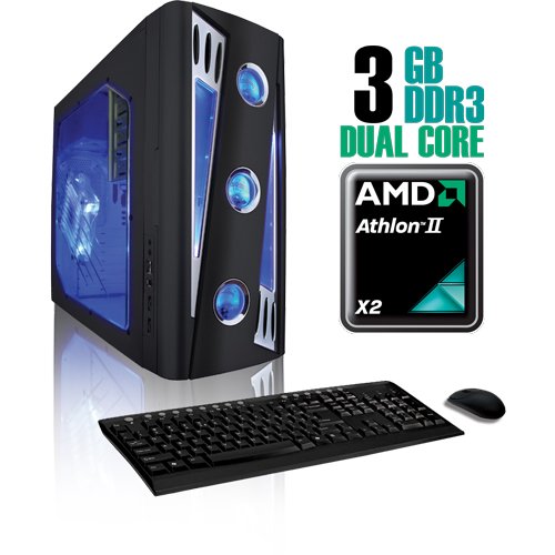 CybertronPC X-Cruiser2 CAAN1120UBL, Black, AMD ATHLON II X2 Dual Core (2.8GHz), 3GB DDR3, 320GB HDD, DVDRW, ATI RADEON HD4350, 400 Watt Power Supply, No O/S, 1 Year Parts & Labor Warranty