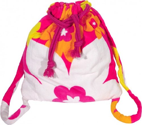 Strandtuch Set, Frottee Badetuch mit integriertem Rucksack, pink combo