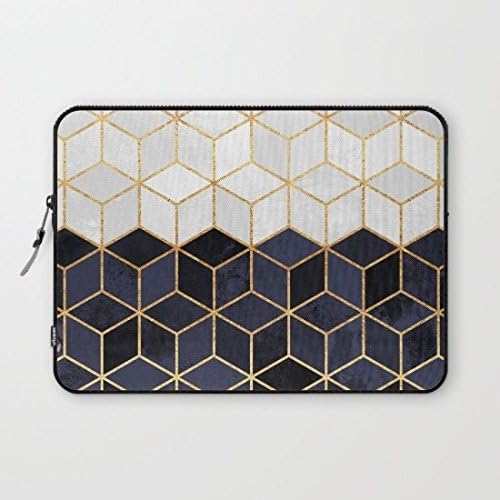 White Navy Cubes Laptop Sleeve by 11 Inch