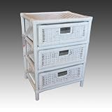 Willow Weaving-White Rattan 3 Drawer Storage Unit.