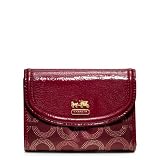 Coach Madison Dotted Op Art and Patent Leather Medium Wallet Crimson Red 48643 thumbnail