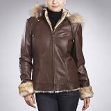 Jessie G. Women's Faux Shearling Trim Crop Parka Jacket