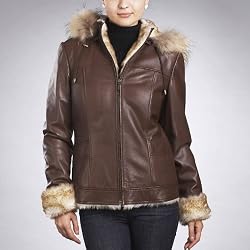 Jessie G. Women's Faux Shearling Trim Crop Parka Jacket