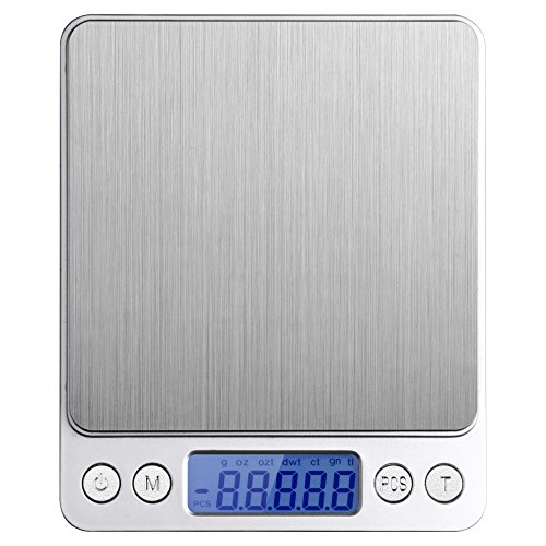 Etekcity 500g Digital Pocket Kitchen Food Scale, Stainless Steel, Backlit Display, 0.001oz Resolution
