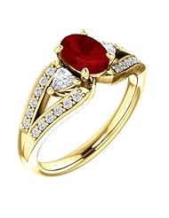 10K Yellow Gold 7.00x5.00mm Oval Cut Ruby and Diamond Ring -- LIFETIME WARRANTY