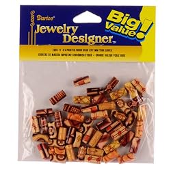 Darice B.V. Printed Wood Tube Bead, 50 pc pkg