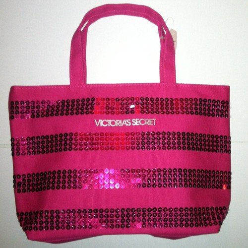 Victoria's Secret MINI Pink Stripes Sequined Tote Bag