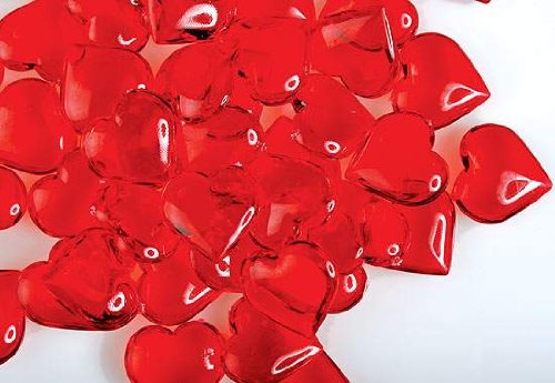 192 Translucent Red Acrylic Hearts for Vase Fillers, Table Scatter, or Decoration - Valentines Day or Wedding