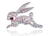 Clear Crystal Rhinestone Hopping Jump Rabbit Bunny Hare Forest Animal Pin Brooch