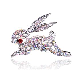 Crystal Rhinestone Hopping Bunny Hare Rabbit Pin Brooch