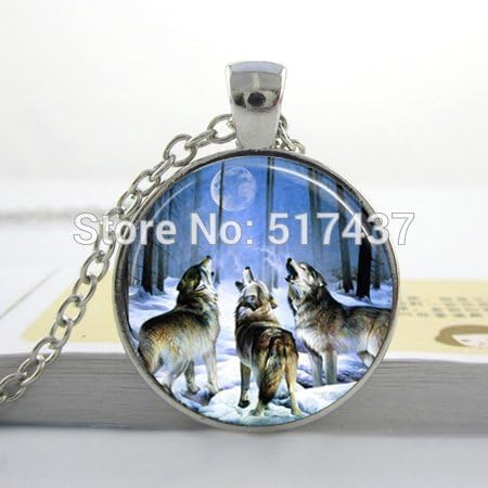 Pretty Lee 2015 New Fashion Monn Wolf Necklace Howling Wolves Animal Jewelry Wolf Necklace For Men Glass Dome Pendant Necklace