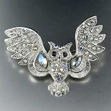 Silver Owl Swarovski Crystal Brooches & Pins