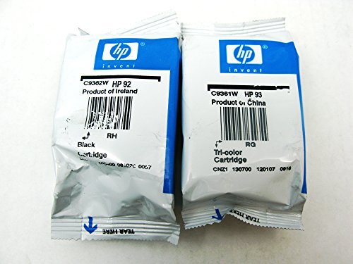 Genuine HP 92 and HP 93 Ink Cartridge Combo 2 Pack in Factory Packaging for Deskjet 5440 Photosmart C3100 C3140 C3180 PSC 1510